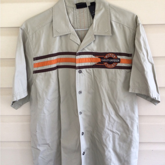 HARLEY DAVIDSON MECHANIC  STYLE SHIRT SZ L 04/2013 KAHKI - Picture 1 of 4